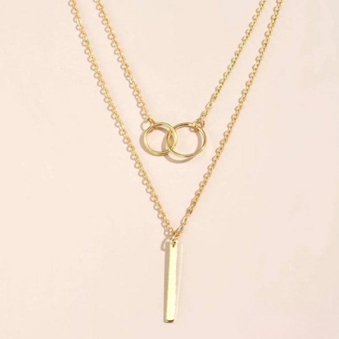 EdithMay™ - Vintage Gold Dual Circle Pendant Necklace