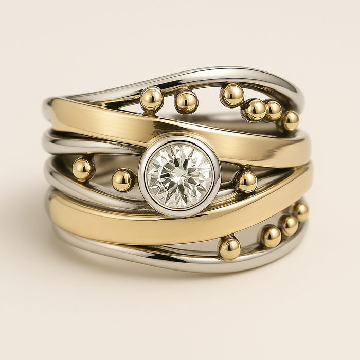 EdithMay™ - Vintage Gold Inlaid Zirconia Ring