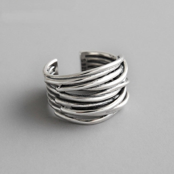 EdithMay™ - Sterling Silver Adjustable Layered Ring