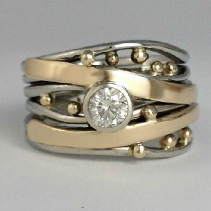 EdithMay™ - Vintage Gold Inlaid Zirconia Ring