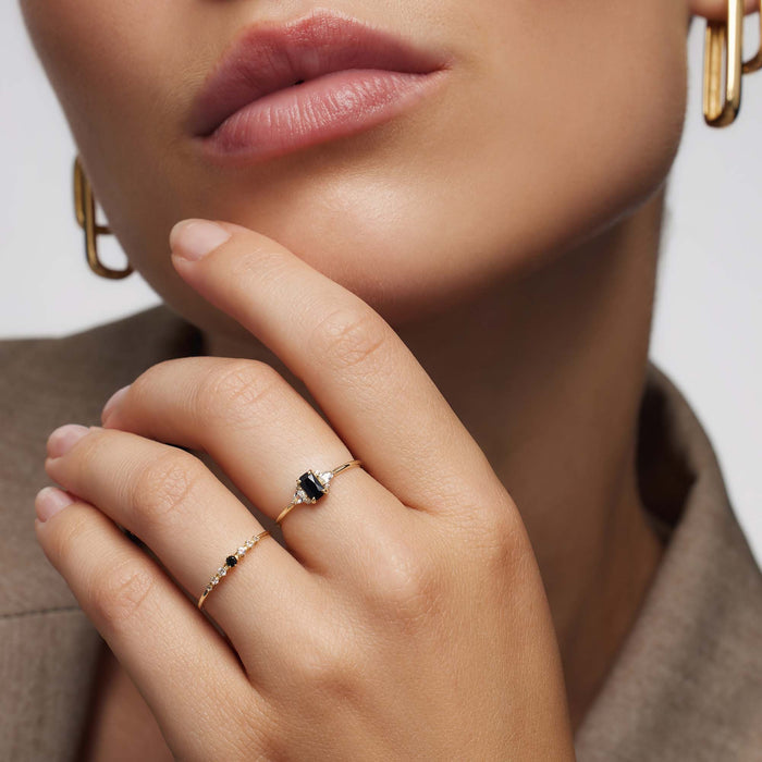 EdithMay™ - Black Spinel Baguette Ring