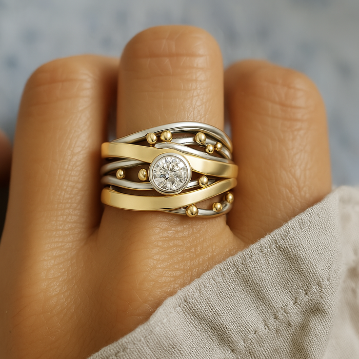 EdithMay™ - Vintage Gold Inlaid Zirconia Ring