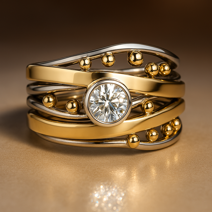 EdithMay™ - Vintage Gold Inlaid Zirconia Ring