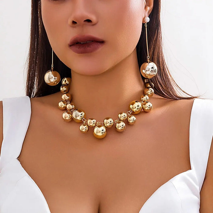 EdithMay™ – Sculpted Gold Sphere Necklace